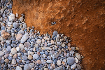 Rocky shapes on the beach. textures and patterns generated on the stones of the Ibiza.