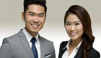 Empowering Confidence and Relationship in the Workplace: Celebrating National Couple's Day with Diversity Inclusivity in the Industry with Asian Real estate agent Couple (generative AI