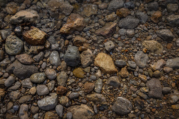 Rocky shapes on the beach. textures and patterns generated on the stones of the Ibiza.