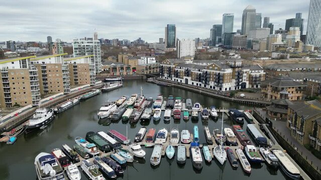 Limehouse basin East London Drone, Aerial, view from air, birds eye view,