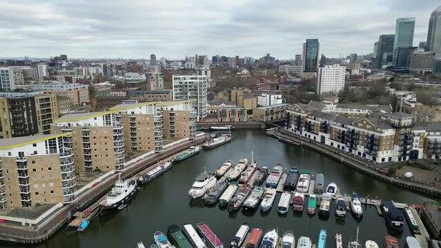 Limehouse basin East London Drone, Aerial,