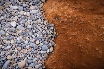 Rocky shapes on the beach. textures and patterns generated on the stones of the Ibiza.