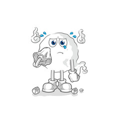 ghost cry with a tissue. cartoon mascot vector