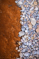 Rocky shapes on the beach. textures and patterns generated on the stones of the Ibiza.