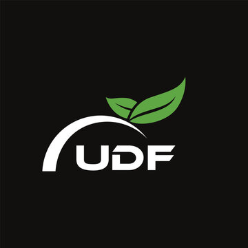 UDF letter nature logo design on black background. UDF creative initials letter leaf logo concept. UDF letter design.