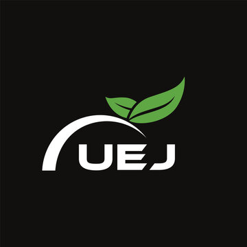 UEJ letter nature logo design on black background. UEJ creative initials letter leaf logo concept. UEJ letter design.