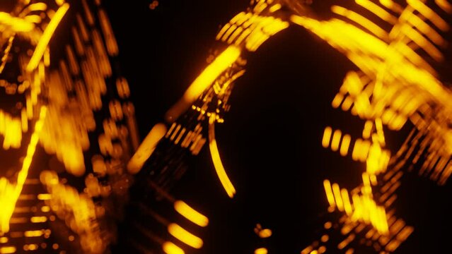 glowing curved lines. orange flashes run through the wires on a black background. looped animation. 3d render