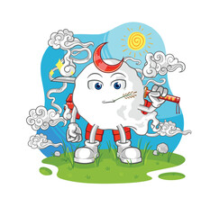 ghost samurai cartoon. cartoon mascot vector