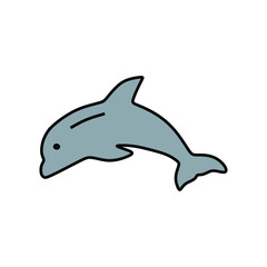 Fototapeta premium black and blue striped dolphins descending into the water