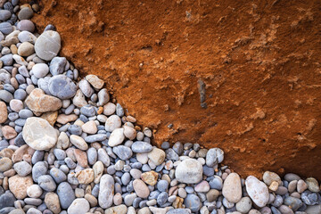 Rocky shapes on the beach. textures and patterns generated on the stones of the Ibiza.