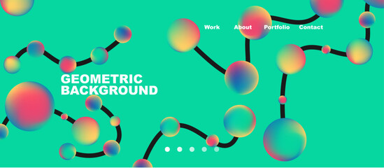 Network concept, line points connections geometric landing page background.