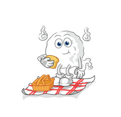 ghost on a picnic cartoon. cartoon mascot vector