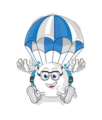ghost skydiving character. cartoon mascot vector