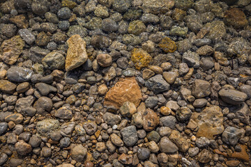 Rocky shapes on the beach. textures and patterns generated on the stones of the Ibiza.