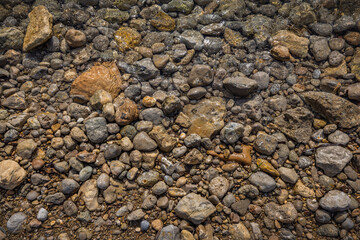 Rocky shapes on the beach. textures and patterns generated on the stones of the Ibiza.