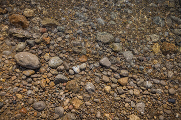Rocky shapes on the beach. textures and patterns generated on the stones of the Ibiza.