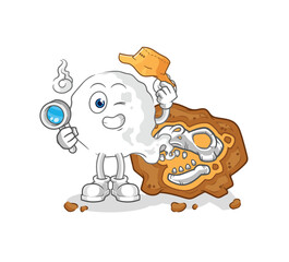 ghost archaeologists with fossils mascot. cartoon vector