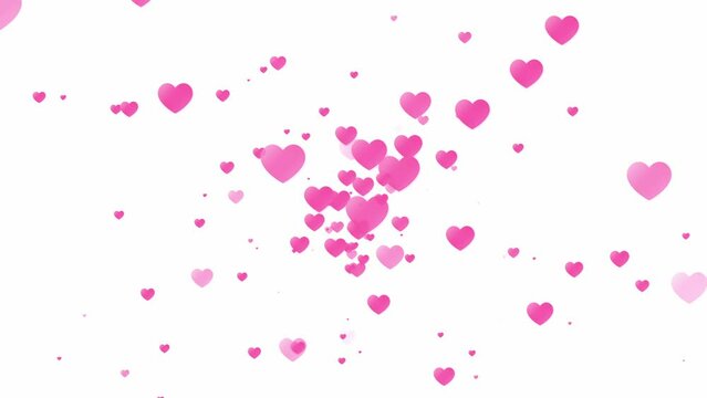 Social media 4K animated hearts floating on white screen 60 frames per second.