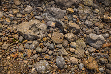Rocky shapes on the beach. textures and patterns generated on the stones of the Ibiza.