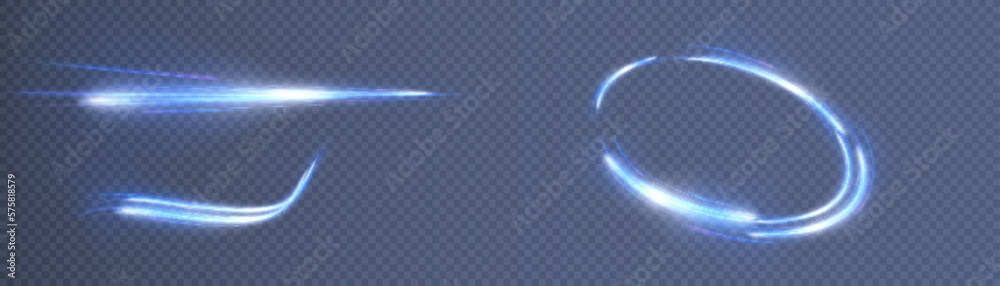 Poster Magical movement of the light line light energy curve effect. Futuristic light effect. Glowing shiny abstract curved lines. Vector png light effect.