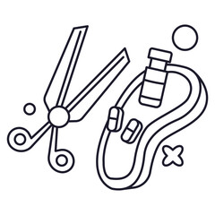 Operating Tool Medical Object Outline 2D Illustration