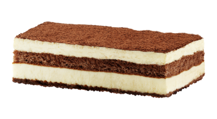 Classic Italian tiramisu cake isolated. PNG transparency