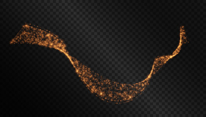 Glowing light effect with many glitter particles, isolated shimmering bokeh lines for graphic design. Vector PNG