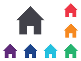 home icon, red, purple, blue, green and orange.