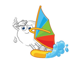 ghost windsurfing character. mascot vector