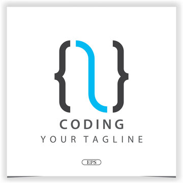 letter n coding or programmer logo premium elegant template vector eps 10