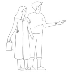 Buying Gifts Valentine Outline 2D Illustration