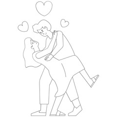 Dancing Love Valentine Outline 2D Illustration