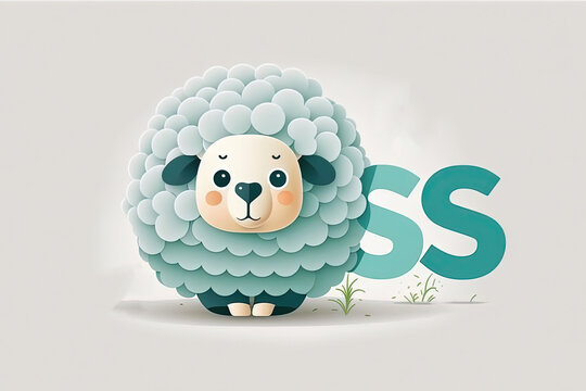 Sheep cute caracter and letter S logo. Generative AI ..