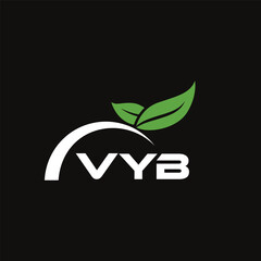 VYB letter nature logo design on black background. VYB creative initials letter leaf logo concept. VYB letter design.
