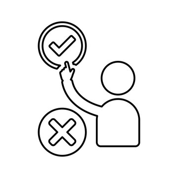 recommend clip art: Choices, decision, decision making outline icon. Line art vector.
