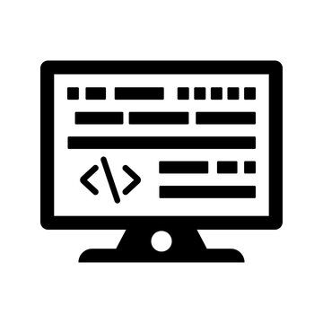 Code, decompile, disintegrated icon. Black vector graphics.