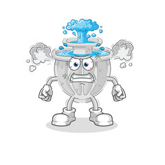 water fountain very angry mascot. cartoon vector