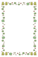 蛙と蓮の葉のフレーム　カラー