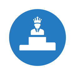 Conquer, overcrow, success icon. Blue color design.