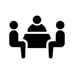 Conversation, discussion, meeting icon. Black vector graphics.