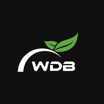 WDB letter nature logo design on black background. WDB creative initials letter leaf logo concept. WDB letter design.