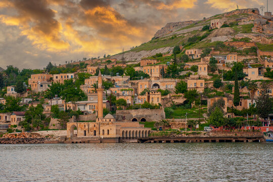 Abandoned old town view in Halfeti Town of Sanliurfa Province