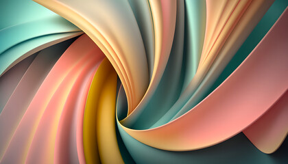 Smooth abstract background with pleats in pastel tones. Delicate folds and subtle hues create a calming atmosphere. Perfect for design, social media, or as desktop wallpaper. Generative AI