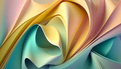Smooth abstract background with pleats in pastel tones. Delicate folds and subtle hues create a calming atmosphere. Perfect for design, social media, or as desktop wallpaper. Generative AI