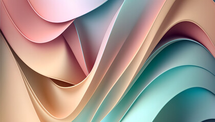 Smooth abstract background with pleats in pastel tones. Delicate folds and subtle hues create a calming atmosphere. Perfect for design, social media, or as desktop wallpaper. Generative AI