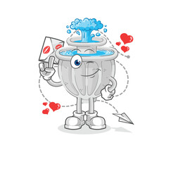 water fountain hold love letter illustration. character vector