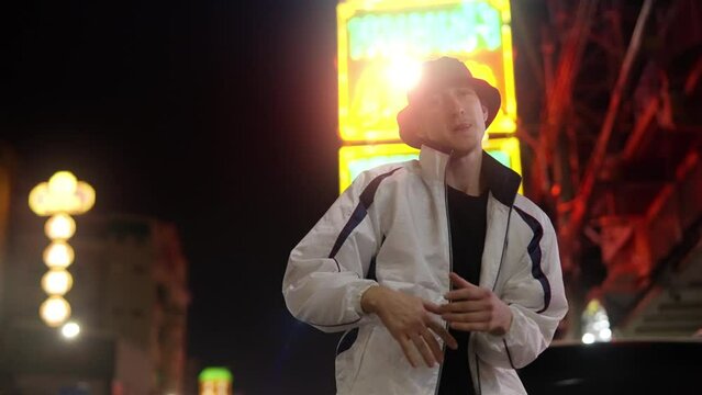 B Boy Dancing In Street In Bangkok
