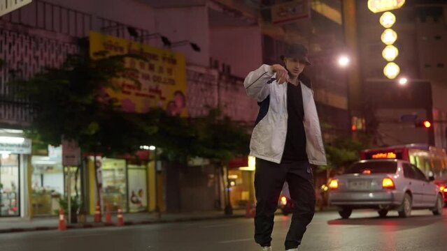 B Boy With Attitude Breakdancing In Bangkok