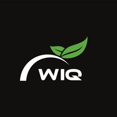 WIQ letter nature logo design on black background. WIQ creative initials letter leaf logo concept. WIQ letter design.
