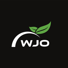 Fototapeta premium VJO letter nature logo design on black background. VJO creative initials letter leaf logo concept. VJO letter design. 